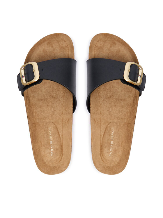 Tommy Hilfiger Šlepetės Tommy Hilfiger Cork Footbed Slip-On Sandals FW0FW09344 Juoda