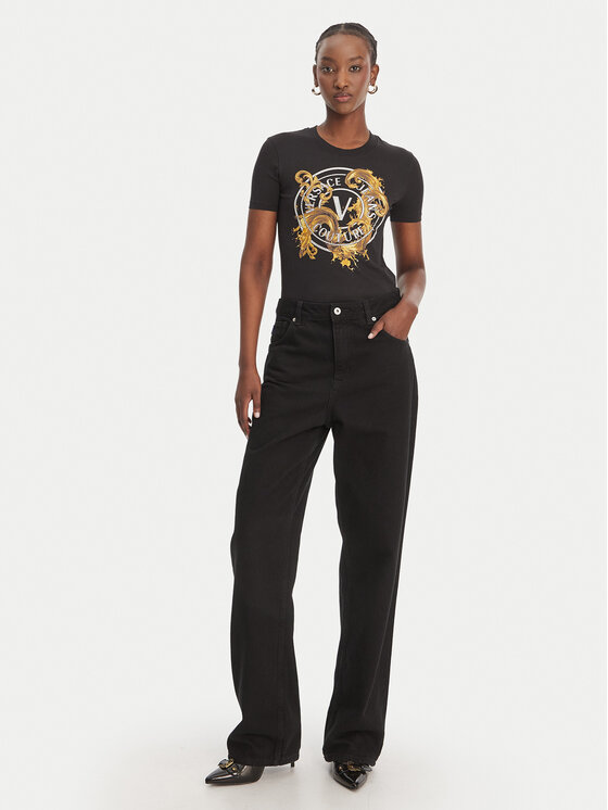 Versace Jeans Couture Versace Jeans Couture Camiseta 80HAHE01 CJ02E Negro Slim Fit