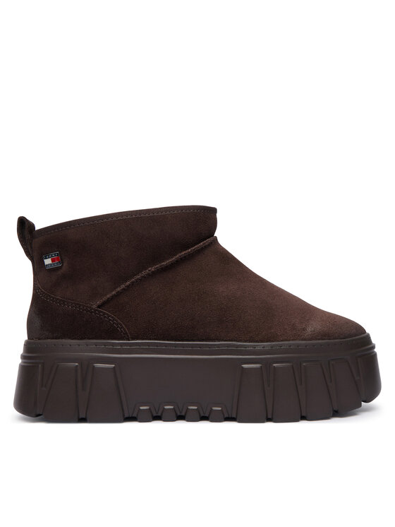 Tommy Jeans Μπότες Χιονιού Tommy Jeans Tjw Suede Platform Boots Wl EN0EN03158 Καφέ