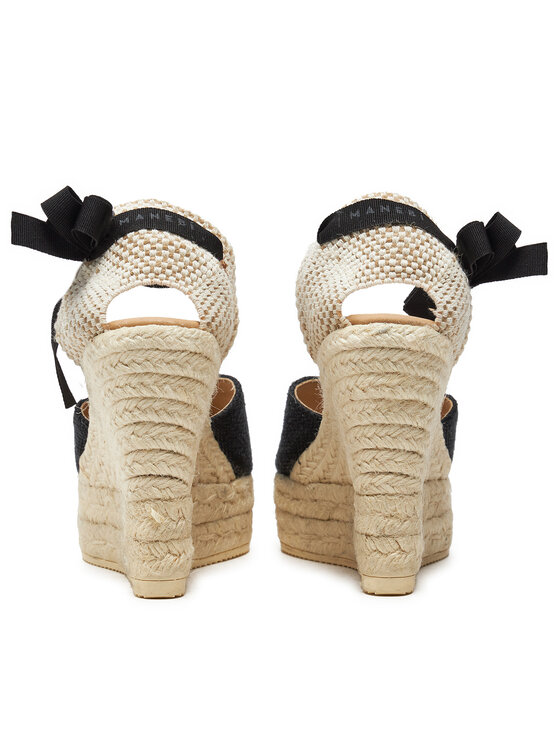 Manebi Еспадрильї Manebi La Havana Heart-Shaped Wedge Espadrilles O 7.9 WH Чорний
