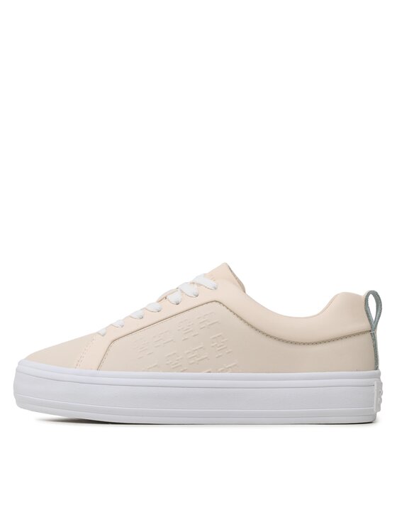 Tommy Hilfiger Laisvalaikio batai Tommy Hilfiger Embossed Vulc FW0FW07376 Smėlio