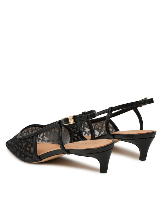 Tommy Hilfiger Pantofi pumps Tommy Hilfiger Mono Squared Toe Kitten Slingb FW0FW08746 Negru