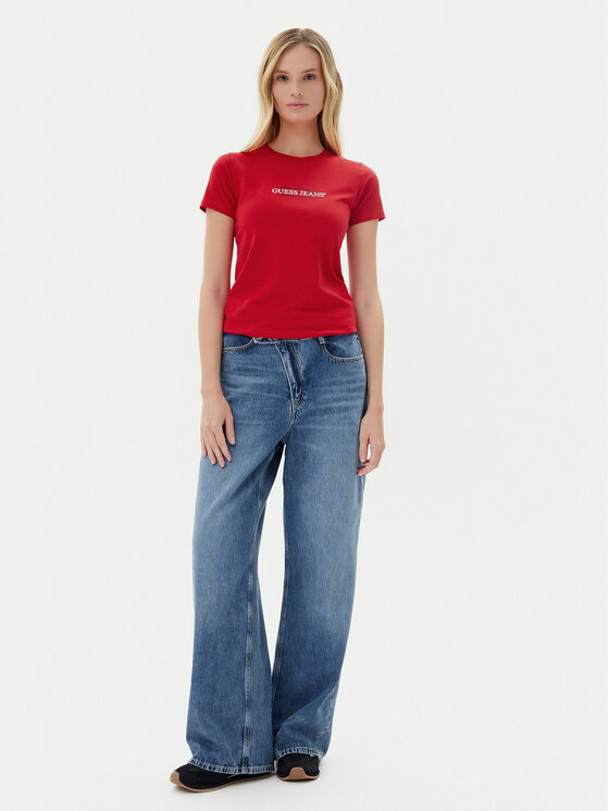 Guess Jeans Guess Jeans Camiseta W5RI4 2K8HM0 Rojo Regular Fit