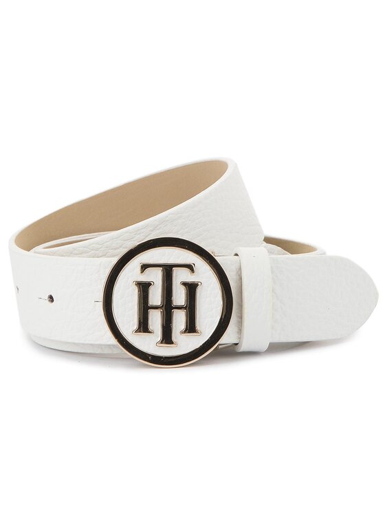 Tommy Hilfiger Дамски колан Tommy Hilfiger Th Round Buckle Belt 3.0 AW0AW05366 75 Бял