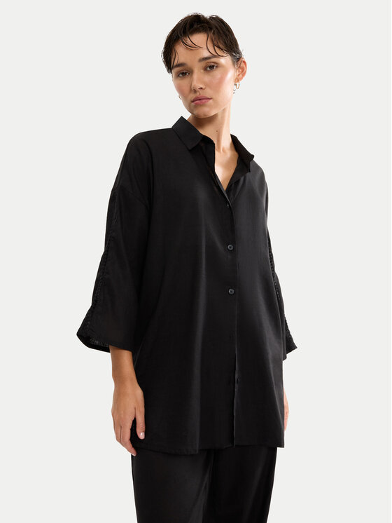 Triumph Triumph Πουκάμισο πιτζάμας Summer Wear 10227228 Μαύρο Regular Fit