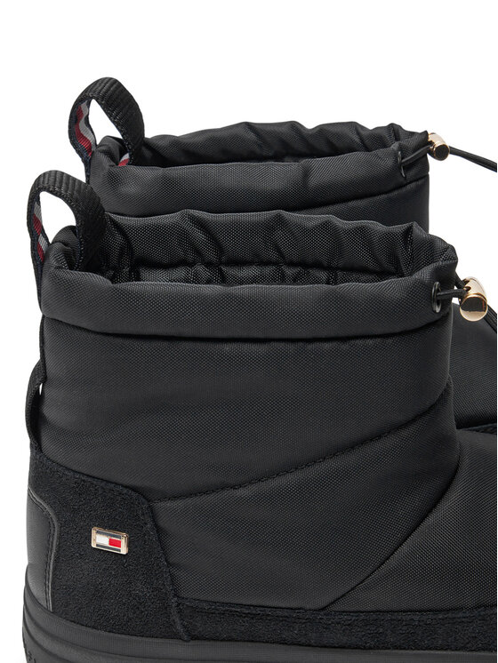 Tommy Hilfiger Sniega zābaki Tommy Hilfiger Flag Nylon Mini Snowboot FW0FW08334 Melns