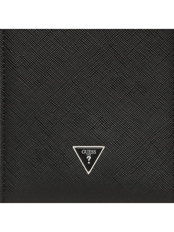 GUESS Sac Bandoulière Homme Certosa Saffiano Smart Noir - Élégant Et Pratique En Cuir Saffiano PU