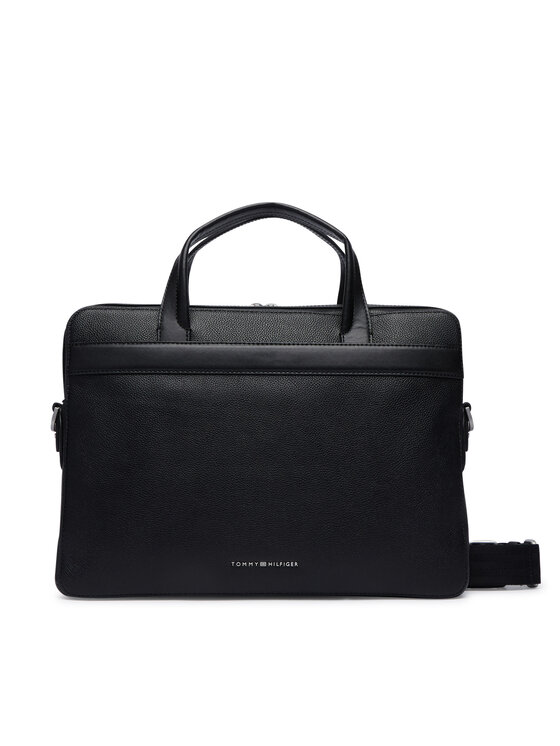 Tommy Hilfiger Laptoptáska Tommy Hilfiger Th Business Leather Computer Bag AM0AM14731 Fekete