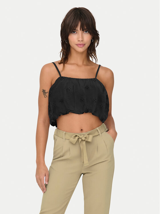 ONLY ONLY Топ Lou 15342566 Чорний Cropped Fit