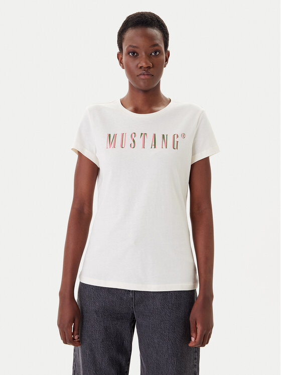 Mustang Mustang Футболка Loa 1016146 Écru Slim Fit