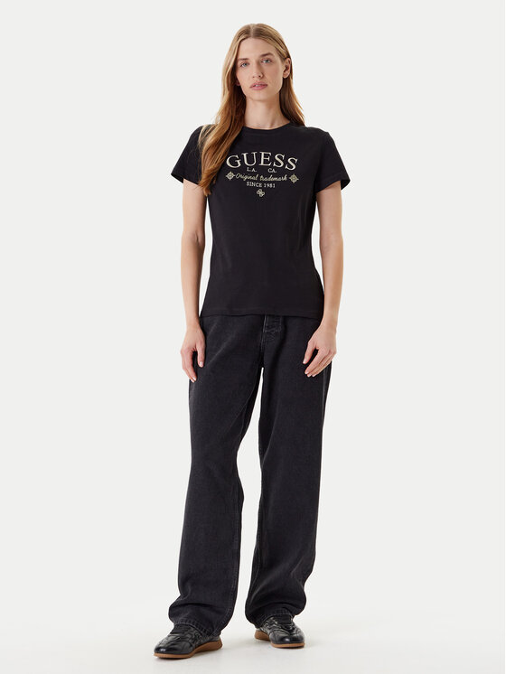 Guess Guess Футболка V5YI03 I3Z14 Чорний Regular Fit