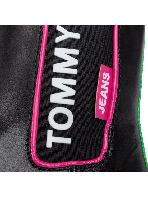 Tommy Jeans Členková obuv s elastickým prvkom Tommy Jeans Neon Detail Chelsea Boot EN0EN00745 Čierna
