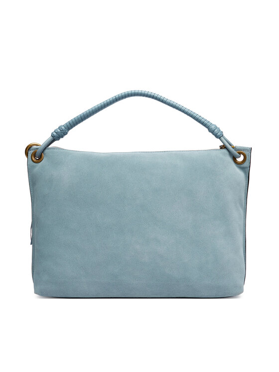 Tommy Hilfiger Ročna torba Tommy Hilfiger Th Statement Leather Bag Suede AW0AW18402 Svetlo modra