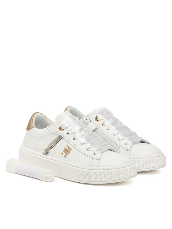 Tommy Hilfiger Laisvalaikio batai Tommy Hilfiger Low Cut Lace UP T4A9-33933-0206X048 Balta