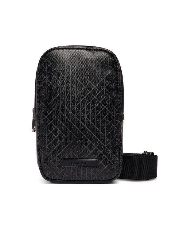Calvin Klein Мъжка чантичка Calvin Klein Emblem Aop Coated Square Sling LV04D3335G Черен