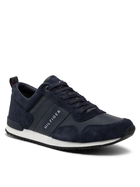 Tommy Hilfiger Sportcipők Tommy Hilfiger Iconic Leather Suede Mix Runner FM0FM00924 Sötétkék