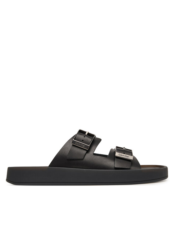 Calvin Klein Natikači Calvin Klein Ergon Double Bar Sandal Lth HM0HM02097 Črna