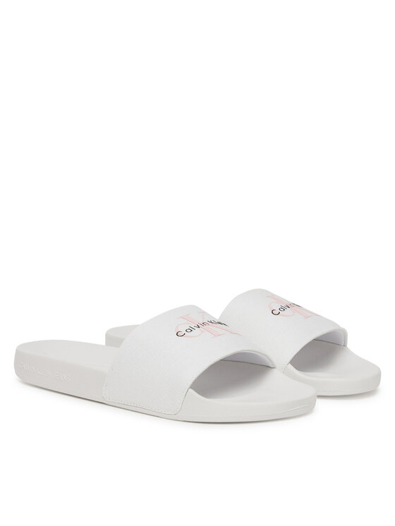 Calvin Klein Jeans Šlepetės Calvin Klein Jeans Slide Monogram Wn Logo Ck YW0YW01967 Balta