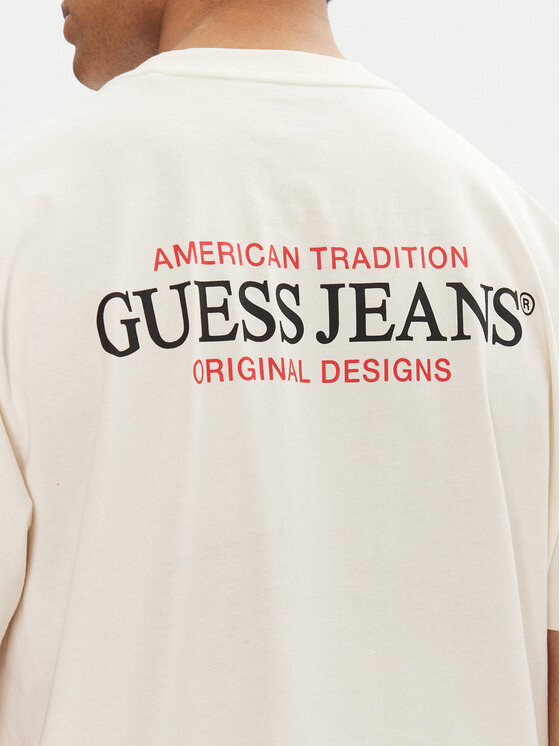 Guess Jeans Guess Jeans Majica M4BI75 K8FQ4 Écru Overshirt Fit