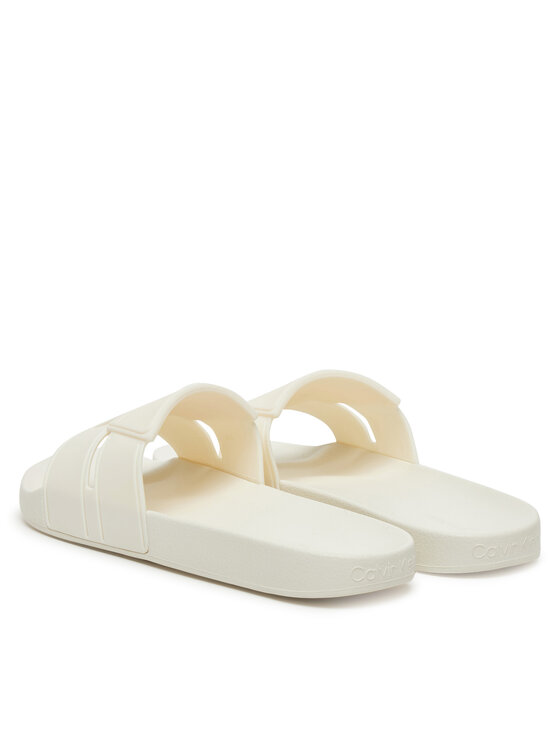 Calvin Klein Şlapi Calvin Klein Pool Slide Double T HM0HM01752 Alb