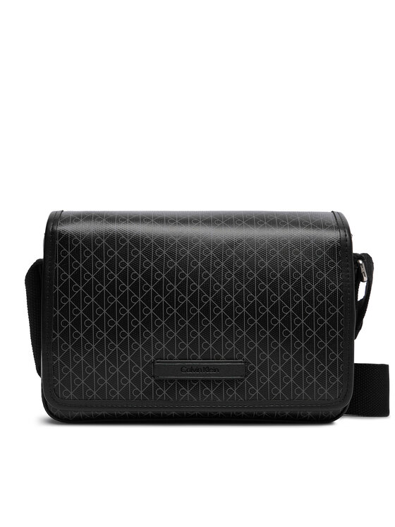 Calvin Klein Ľadvinka Calvin Klein Emblem Aop Coated Small Flap Mes LV04D3396G Čierna