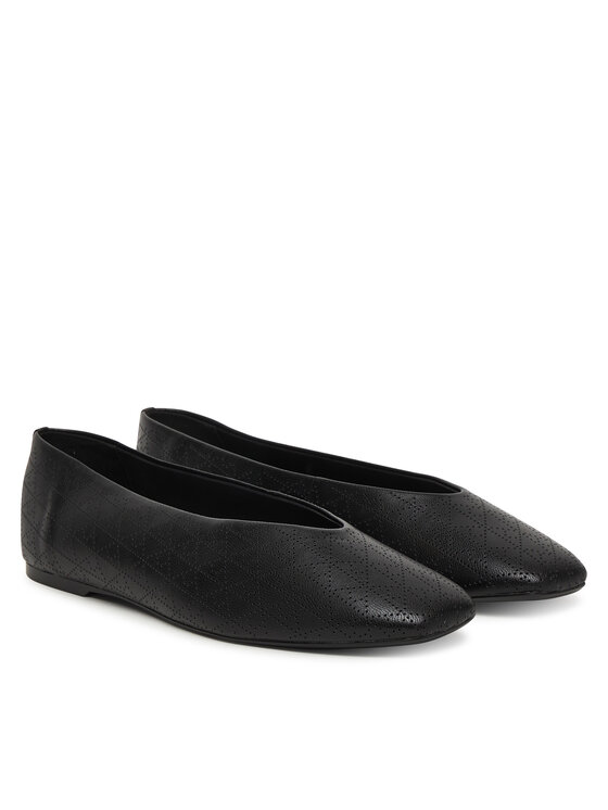 Calvin Klein Baleriny Calvin Klein Square Ballerina Aop Lth HW0HW02936 Czarny