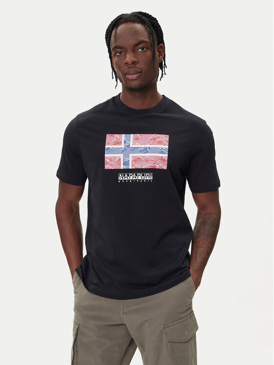 Napapijri Napapijri Camiseta S-Drapeau Ss NP0A891K Negro Regular Fit