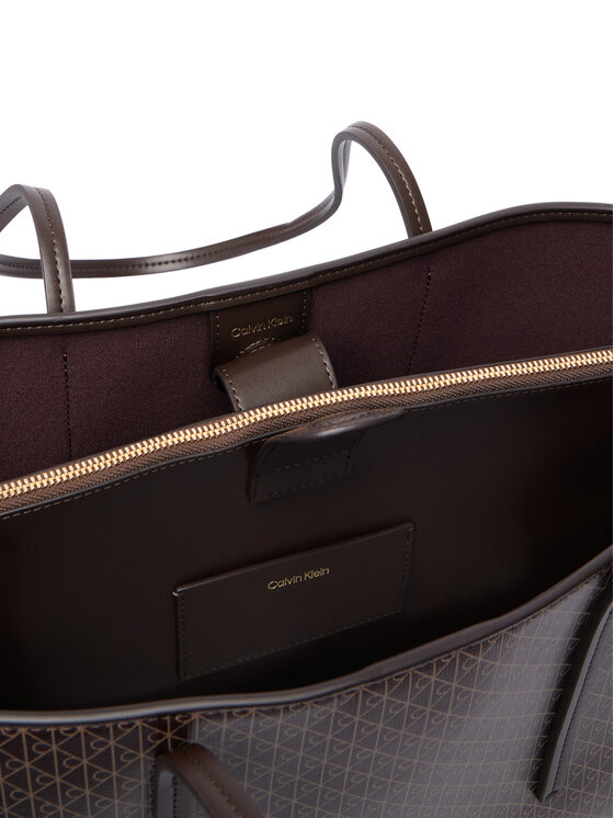 Calvin Klein Rankinė Calvin Klein Emblem Aop Medium Work Tote LV04F3786G Tamsiai ruda