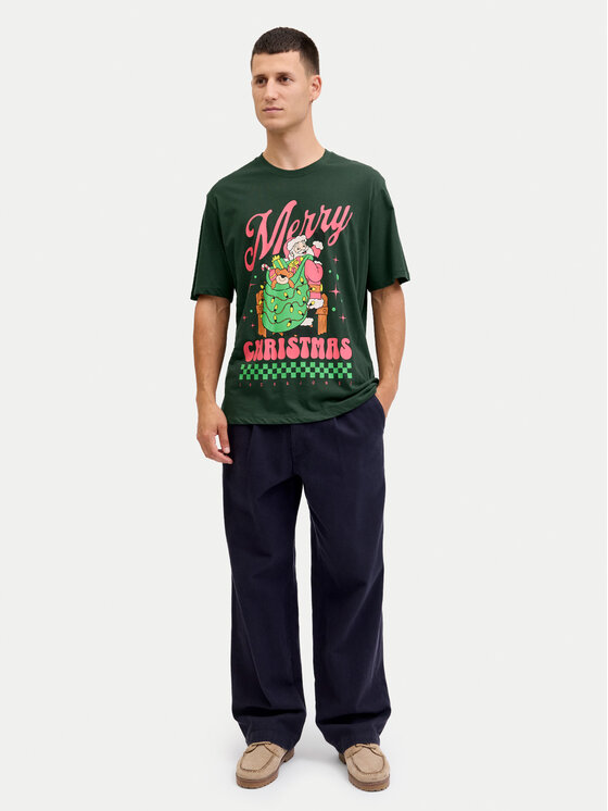 Jack & Jones Jack & Jones Футболка Holiday Cartoon 12287550 Зелений Relaxed Fit