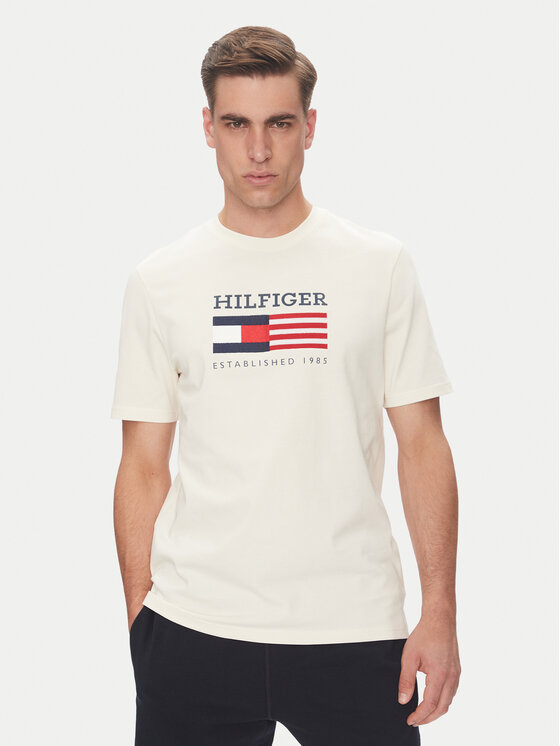 Tommy Hilfiger Tommy Hilfiger Majica American Monotype MW0MW39843 Écru Regular Fit