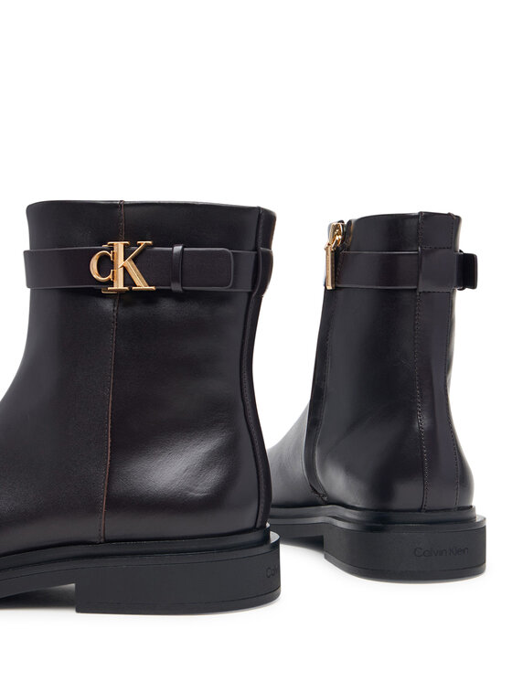 Calvin Klein Botines Calvin Klein Square Ankle Boot Lth Mg Hdw HW0HW03186 Marrón oscuro