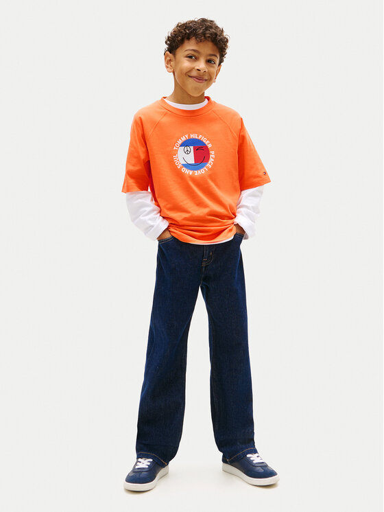 Tommy Hilfiger Tommy Hilfiger Camiseta Smiley Flag KB0KB10269 Naranja Regular Fit