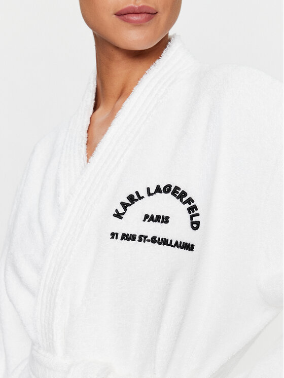 KARL LAGERFELD KARL LAGERFELD Kopalni plašč Unisex 215M2180 Bela Regular Fit