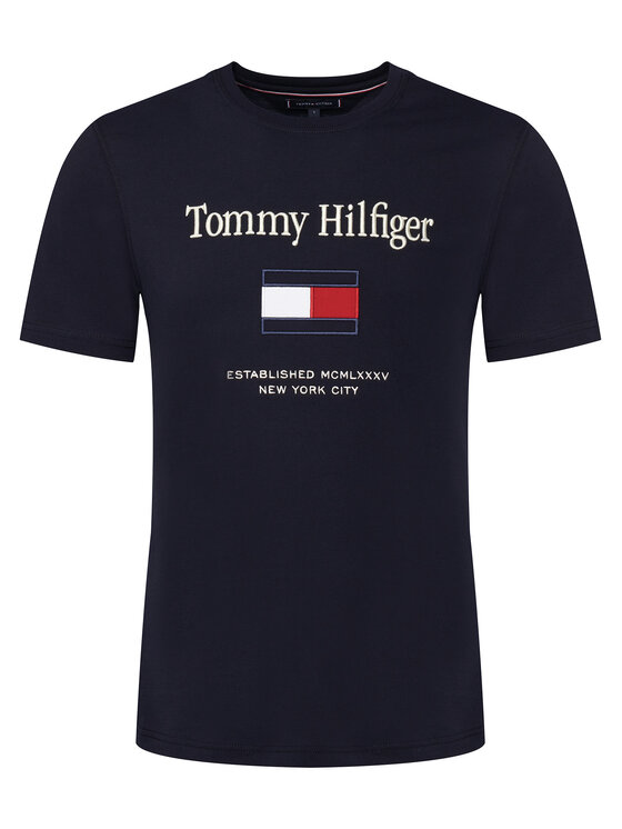 Tommy Hilfiger Tommy Hilfiger Camiseta Embro Flag MW0MW42736 Azul marino Regular Fit