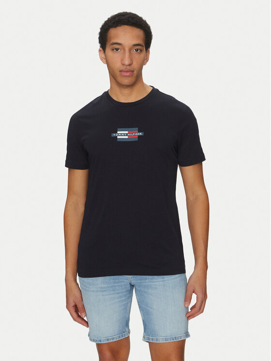 Tommy Hilfiger Tommy Hilfiger Póló Flag Box MW0MW38636 Sötétkék Regular Fit