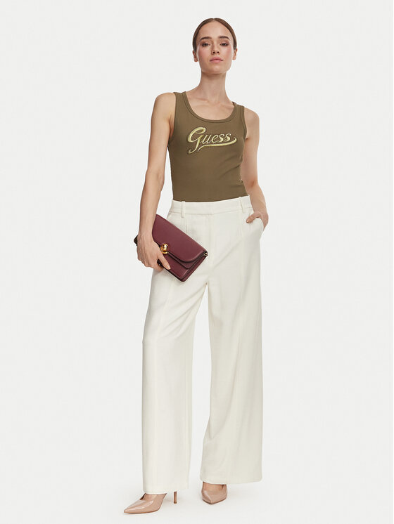 Guess Guess Marškinėliai W6YP30 K4380 Tamsiai žalia Slim Fit