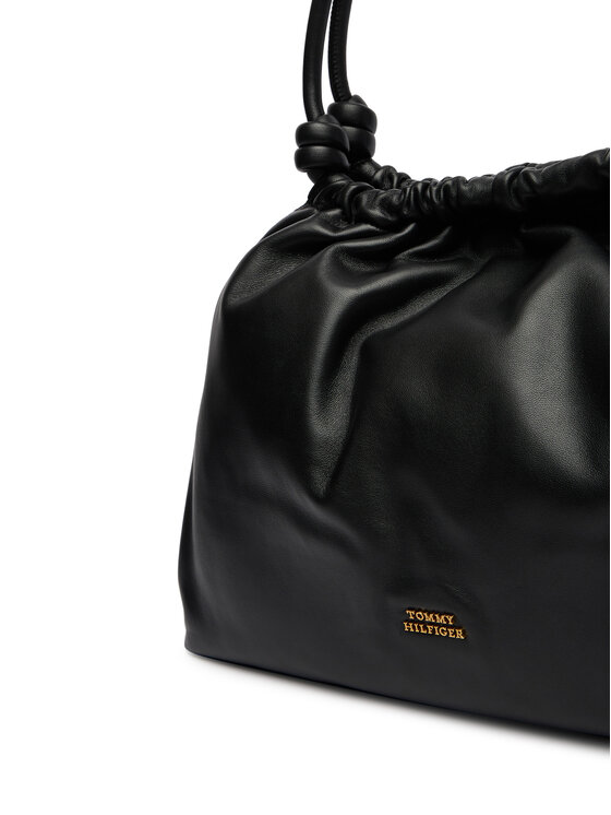 Tommy Hilfiger Дамска чанта Tommy Hilfiger Th Soft Leather Hobo AW0AW18376 Черен