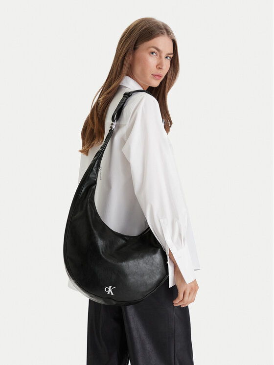 Calvin Klein Borsetta Calvin Klein Buckle Convertible Hobo Bag LV04F3446G Nero