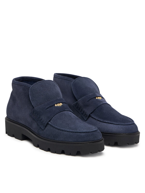 Tommy Hilfiger Polokozačky Tommy Hilfiger Th Enamel Charm Loafer Boot FW0FW09680 Tmavomodrá