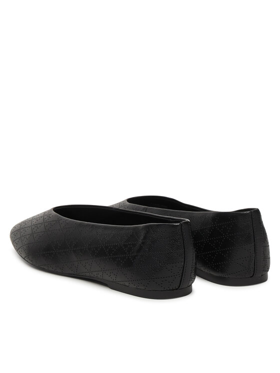 Calvin Klein Baleriny Calvin Klein Square Ballerina Aop Lth HW0HW02936 Czarny