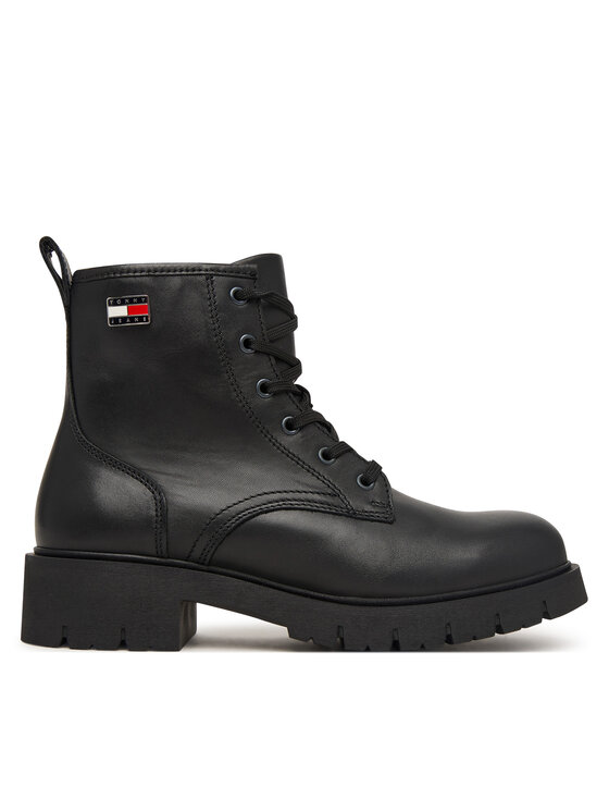 Tommy Jeans Žygio batai Tommy Jeans Tjw Cleated Lace Up Boots EN0EN03104 Juoda