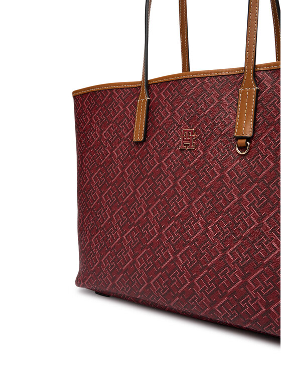 Tommy Hilfiger Torebka Tommy Hilfiger Th Monoplay Tote Le AW0AW17416 Czerwony ciemny