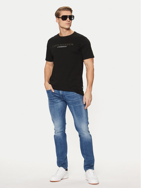 Lindbergh Lindbergh Póló 30-400200 Fekete Relaxed Fit