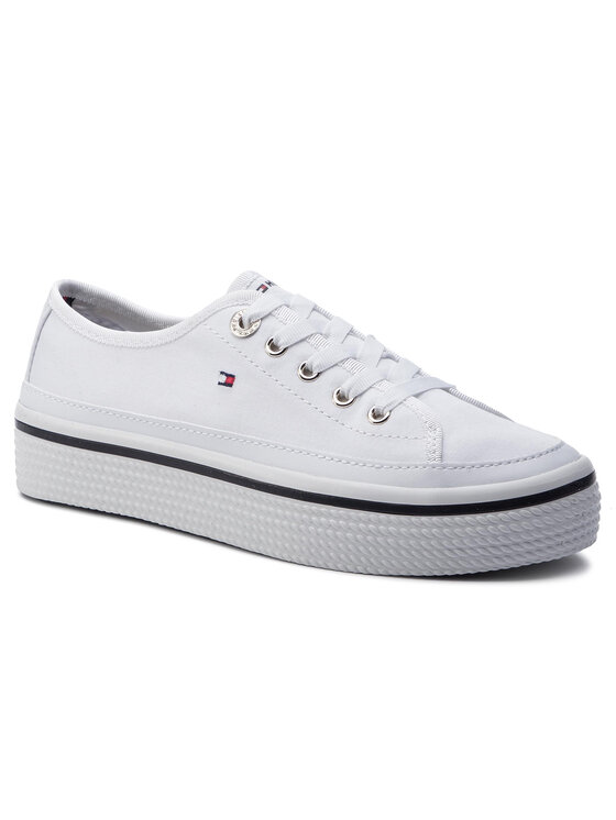 Tommy Hilfiger Tenis superge Tommy Hilfiger Corporate Flatform Sneaker FW0FW04259 Bela