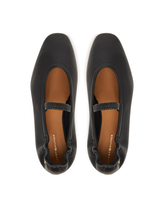 Tommy Hilfiger Μπαλαρίνες Tommy Hilfiger Soft Leather Ellastic Ballerina FW0FW09245 Μαύρο
