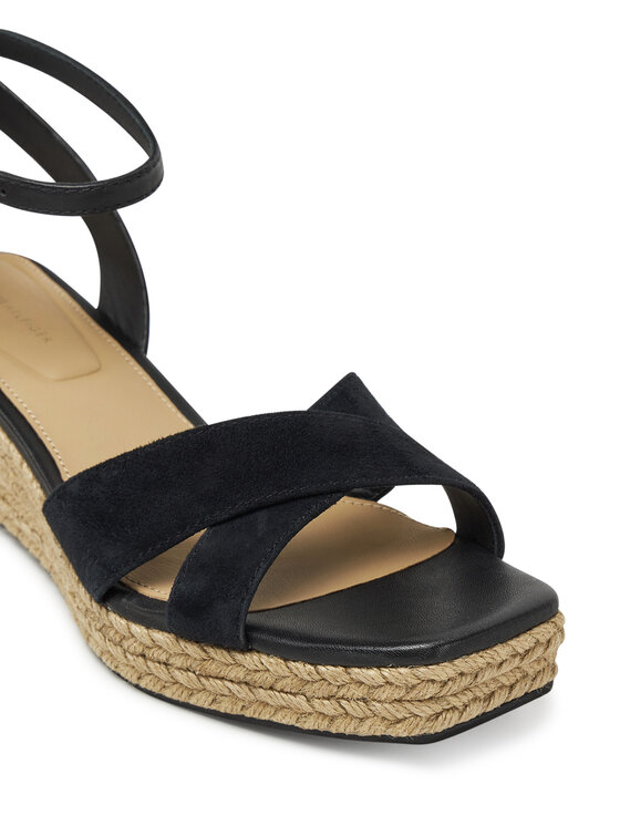 Tommy Hilfiger Espadrile Tommy Hilfiger Leather & Suede Mid Wedge Espad FW0FW08804 Črna