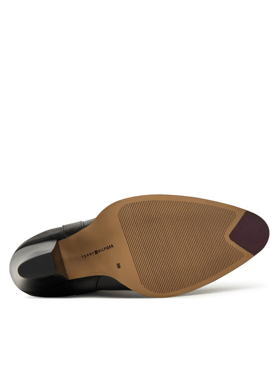 Tommy Hilfiger Bokacsizma Tommy Hilfiger Th T-Strap Leather Pointy Bootie FW0FW08984 Fekete