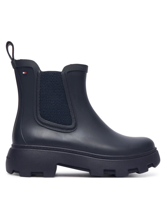 Tommy Hilfiger Cizme de cauciuc Tommy Hilfiger Flag Cleated FW0FW09387 Bleumarin
