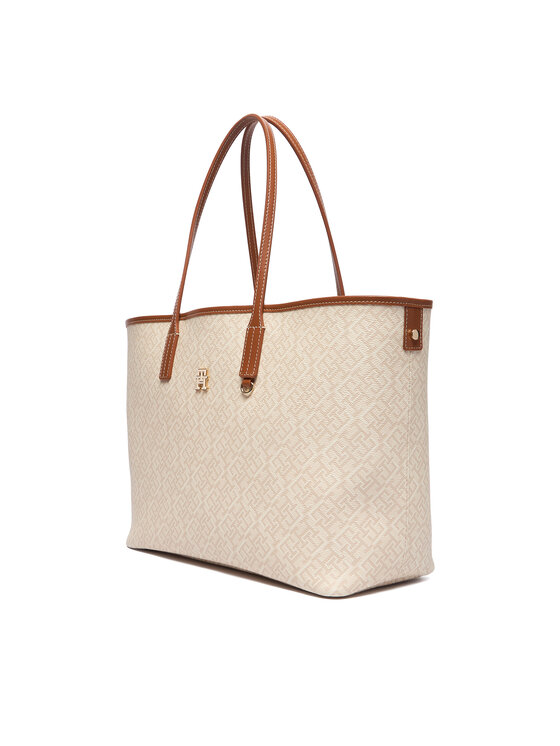 Tommy Hilfiger Rankinė Tommy Hilfiger Th Monoplay Tote Le AW0AW17416 Smėlio