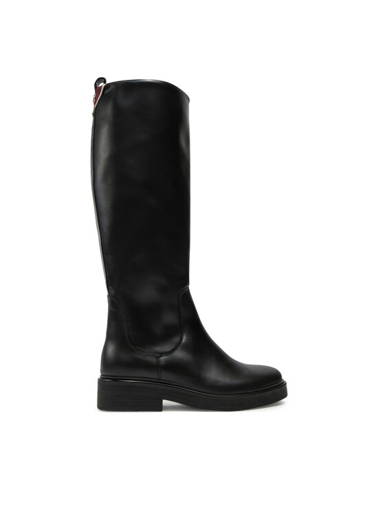 Tommy Hilfiger Zimski škornji Tommy Hilfiger Premium Leather Long Boot FW0FW08180 Črna